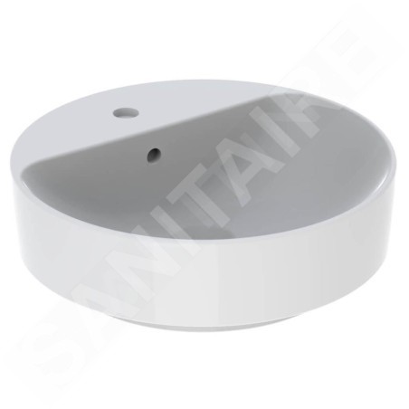 Geberit VariForm - Vasque, diamètre 450 mm, avec trop-plein, trou pour robinetterie, blanc 500.769.01.2