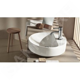 Geberit VariForm - Vasque, diamètre 450 mm, avec trop-plein, trou pour robinetterie, blanc 500.769.01.2