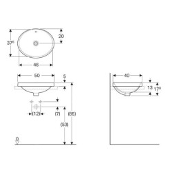 Geberit VariForm - Vasque à encastrer 500x400 mm, avec trop-plein, blanc 500.708.01.2