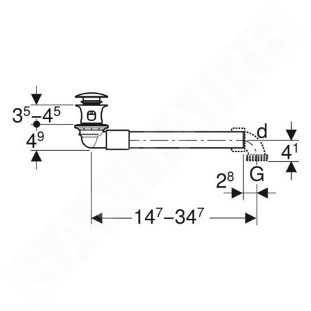 Geberit Accessoires - Siphon gain de place, pour les lavabos avec trop-plein, ClickClack, chrome 152.071.21.1