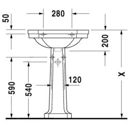 Duravit 1930 - Lavabo avec trop-plein, 600 mm x 410 mm, blanc- lavabo un trou 0438600000
