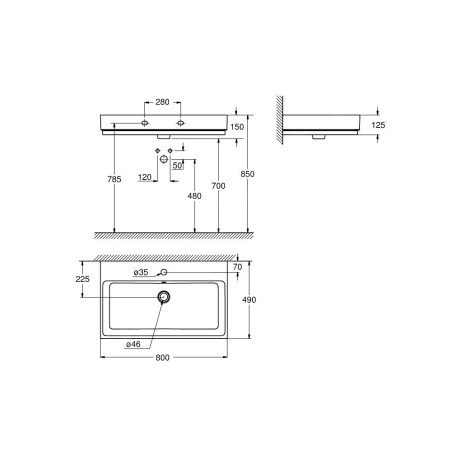 Grohe Cube Ceramic - Lavabo avec trop-plein, 800x490 mm, PureGuard, blanc alpin 3946900H