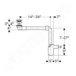 Geberit Accessoires - Siphon gain de place,  pour les lavabos avec trop-plein, ClickClack, chrome 152.075.21.1