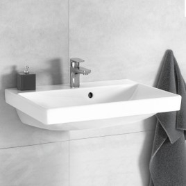 Villeroy & Boch Avento - Lavabo Compact 550x370 mm, avec trop-plein, un trou de robinetterie, CeramicPlus, blanc alpin 4A0055R1
