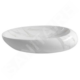 Sapho Dalma - Vasque, diamètre 420 mm, sans trop-plein, sans trou pour robinetterie, carrare MM317