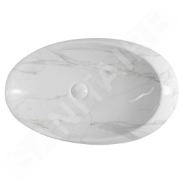 Sapho Dalma - Vasque, diamètre 420 mm, sans trop-plein, sans trou pour robinetterie, carrare MM317