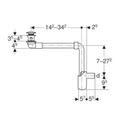 Geberit Accessoires - Siphon gain de place, pour les lavabos avec trop-plein, ClickClack, chrome 152.073.21.1