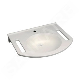 Geberit Publica - Lavabo adapté aux PMR, 600x550x115 mm, sans trop-plein, trou de robinetterie, blanc alpin 402160016