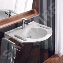 Geberit Publica - Lavabo adapté aux PMR, 600x550x115 mm, sans trop-plein, trou de robinetterie, blanc alpin 402160016