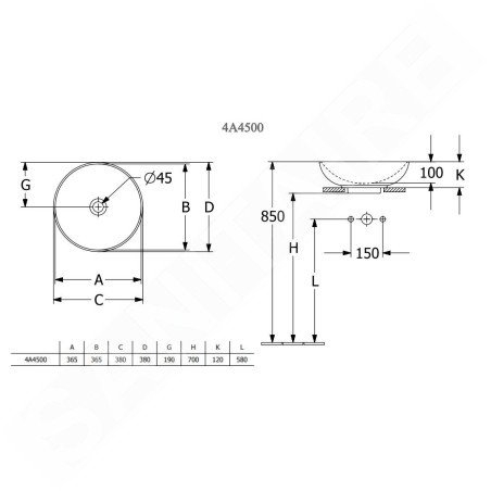 Villeroy & Boch Loop&Friends - Vasque, diamètre 380 mm, avec trop-plein, CeramicPlus, Stone White 4A4500RW