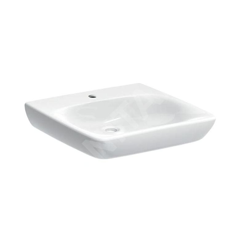 Geberit Selnova Comfort - Lavabo 550x550 mm, pour personne à mobilité réduite, avec un trou de robinetterie, sans trop-plein,