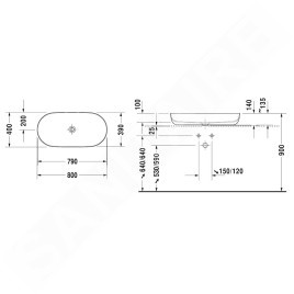 Duravit Luv - Vasque 800x400 mm, DuraCeram, avec WonderGliss, blanc alpin 03798000001