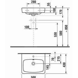 Jika Lyra plus - Lavabo 500x430 mm, avec trop-plein, avec trou pour robinet, blanc H8103800001041