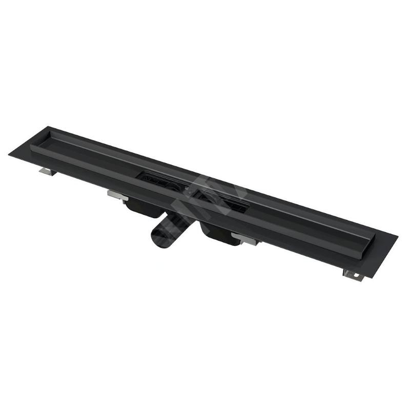 Alcadrain Douchegoten - Bac à douche 1450 mm, avec bord pour grille perforée, noir mat APZ101BLACK-1450