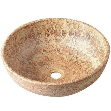 Sapho Priori - Lavabo en céramique, diamètre 420 mm, marron avec motif PI010