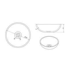 Sapho Priori - Lavabo en céramique, diamètre 420 mm, marron avec motif PI010