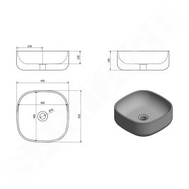 Sapho Lavabos - Lavabo Moro 420x420 mm, sans trou pour robinet, sans trop-plein, blanc AR420