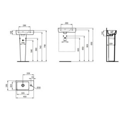 Ideal Standard i.Life S - Lave-mains 450x250 mm, avec trop-plein, trou pour robinetterie à droite, blanc T458601