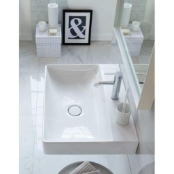 Duravit DuraSquare - Lavabo 600x470 mm, avec un trou pour robinet, DuraCeram, avec WonderGliss, blanc alpin 23536000411