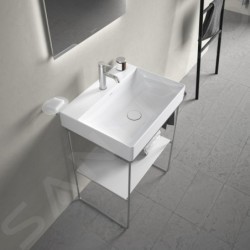 Duravit DuraSquare - Lavabo 600x470 mm, avec un trou pour robinet, DuraCeram, avec WonderGliss, blanc alpin 23536000411