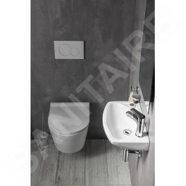 Aqualine Small - Lavabo 450x280 mm, avec trop-plein, avec trou pour robinet, blanc 91451