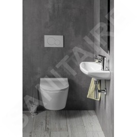 Aqualine Small - Lavabo 450x280 mm, avec trop-plein, avec trou pour robinet, blanc 91451