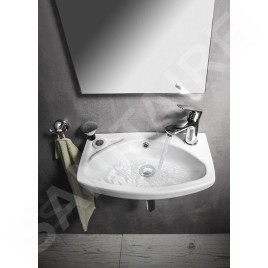 Aqualine Small - Lavabo 450x280 mm, avec trop-plein, avec trou pour robinet, blanc 91451