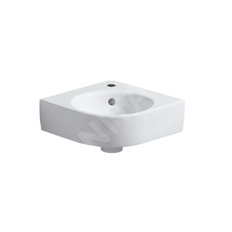 Geberit Selnova Compact - Lave-main d’angle 450x395 mm avec un trou de robinetterie, blanc 501.519.00.7