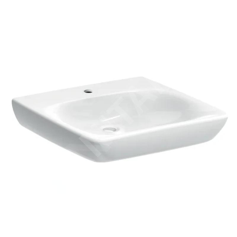 Geberit Selnova Comfort - Lavabo adapté aux PMR, 60x55 mm, sans trop-plein, trou pour le robinet, blanc 502.770.00.7 Geberit Selnova Comfort - Lavabo adapté aux PMR, 60x55 mm, sans trop-plein, trou pour le robinet, blanc 502.770.00.7