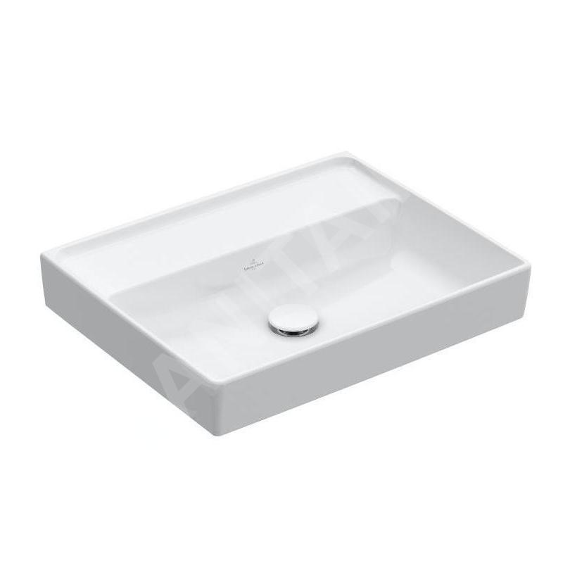 Villeroy & Boch Collaro - Meuble lavabo 600x470 mm, sans trop-plein, sans trou de robinetterie, CeramicPlus, blanc alpin