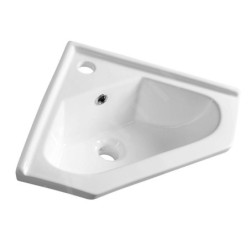 Aqualine Céramique - Lave-mains d’angle, 410x180x410 mm, avec trop-plein, trou pour robinet, blanc 1601-40