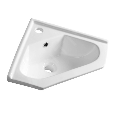 Aqualine Céramique - Lave-mains d’angle, 410x180x410 mm, avec trop-plein, trou pour robinet, blanc 1601-40
