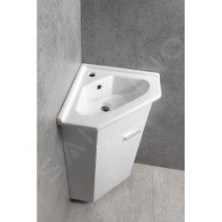 Aqualine Céramique - Lave-mains d’angle, 410x180x410 mm, avec trop-plein, trou pour robinet, blanc 1601-40