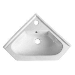 Aqualine Céramique - Lave-mains d’angle, 410x180x410 mm, avec trop-plein, trou pour robinet, blanc 1601-40
