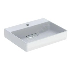 Geberit ONE - Lavabo 500x410x142 mm, trop-plein caché, avec trou pour robinetterie, sortie horizontale, KeraTect, blanc