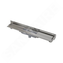 Alcadrain Douchegoten - Caniveau de douche Flexible Low 550 mm, avec collier ajustable au mur, évacuation verticale, inox