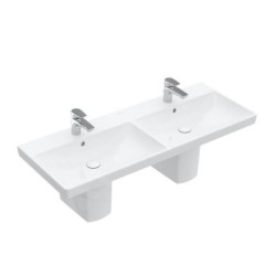 Villeroy & Boch Avento - Meuble double vasque 1200x470 mm, avec trop-plein, 2 trous de robinetterie, CeramicPlus, blanc alpin
