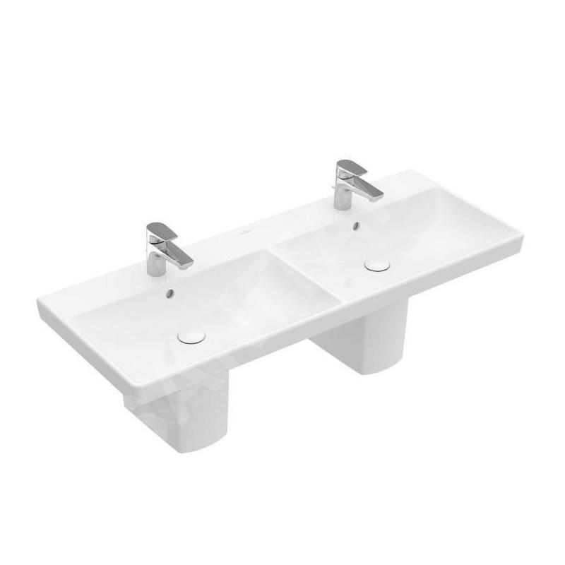 Villeroy & Boch Avento - Meuble double vasque 1200x470 mm, avec trop-plein, 2 trous de robinetterie, CeramicPlus, blanc alpin Villeroy & Boch Avento - Meuble double vasque 1200x470 mm, avec trop-plein, 2 trous de robinetterie, CeramicPlus, blanc alpin