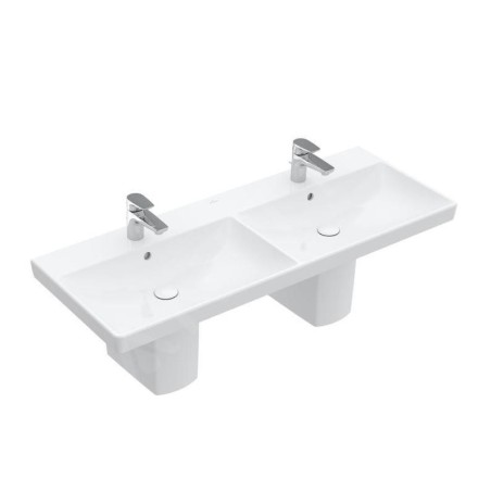 Villeroy & Boch Avento - Meuble double vasque 1200x470 mm, avec trop-plein, 2 trous de robinetterie, CeramicPlus, blanc alpin