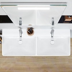 Villeroy & Boch Avento - Meuble double vasque 1200x470 mm, avec trop-plein, 2 trous de robinetterie, CeramicPlus, blanc alpin