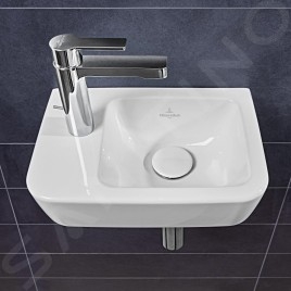 Villeroy & Boch O.novo - Lave-mains Compact 360x250 mm, sans trop-plein, avec 1 trou de robinetterie à gauche, blanc alpin