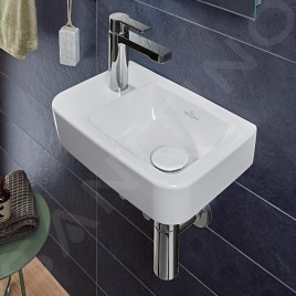 Villeroy & Boch O.novo - Lave-mains Compact 360x250 mm, sans trop-plein, avec 1 trou de robinetterie à gauche, blanc alpin