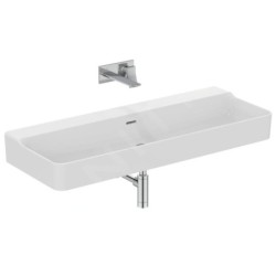 Ideal Standard Conca Ceram - Double-lavabo 1200x450 mm, avec trop-plein, sans trou pour robinet, blanc T380501
