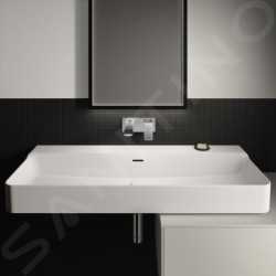 Ideal Standard Conca Ceram - Double-lavabo 1200x450 mm, avec trop-plein, sans trou pour robinet, blanc T380501