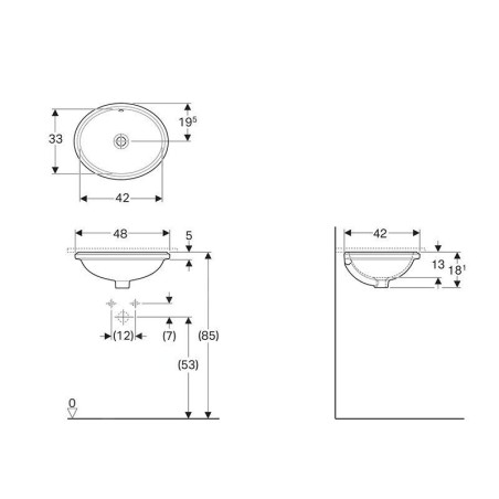 Geberit VariForm - Vasque à encastrer 480x420 mm, avec trop-plein, blanc 500.748.01.2
