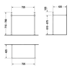 Duravit Vero - Console métallique pour lavabo, chromé - console pour lavabo Vero 045480 0030661000
