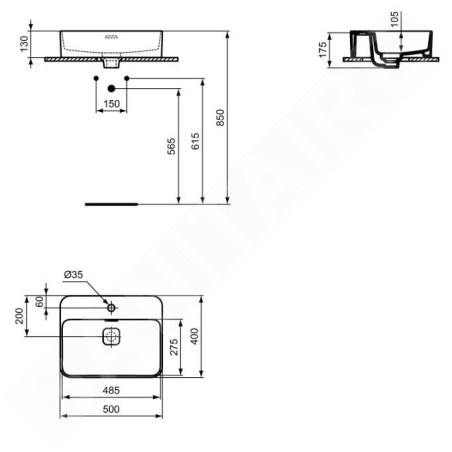 Ideal Standard Strada II - Lavabo 500x400 mm, avec Ideal Plus, blanc T2966MA