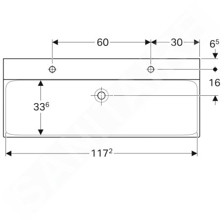 Geberit Xeno 2 - Lavabo, 1200x480 mm,  avec Keratect, blanc 500.550.01.1