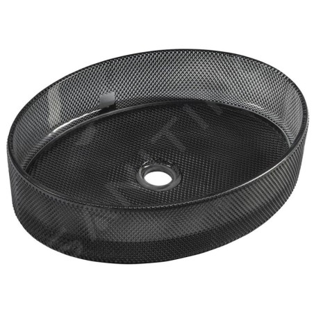 Sapho Beauty - Vasque à poser, 49x38 cm, sans trop-plein, noir/verre TY326