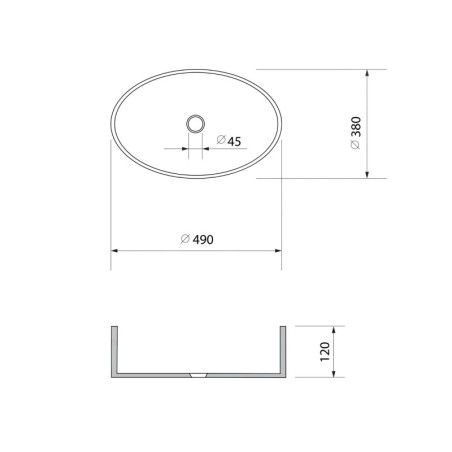 Sapho Beauty - Vasque à poser, 49x38 cm, sans trop-plein, noir/verre TY326